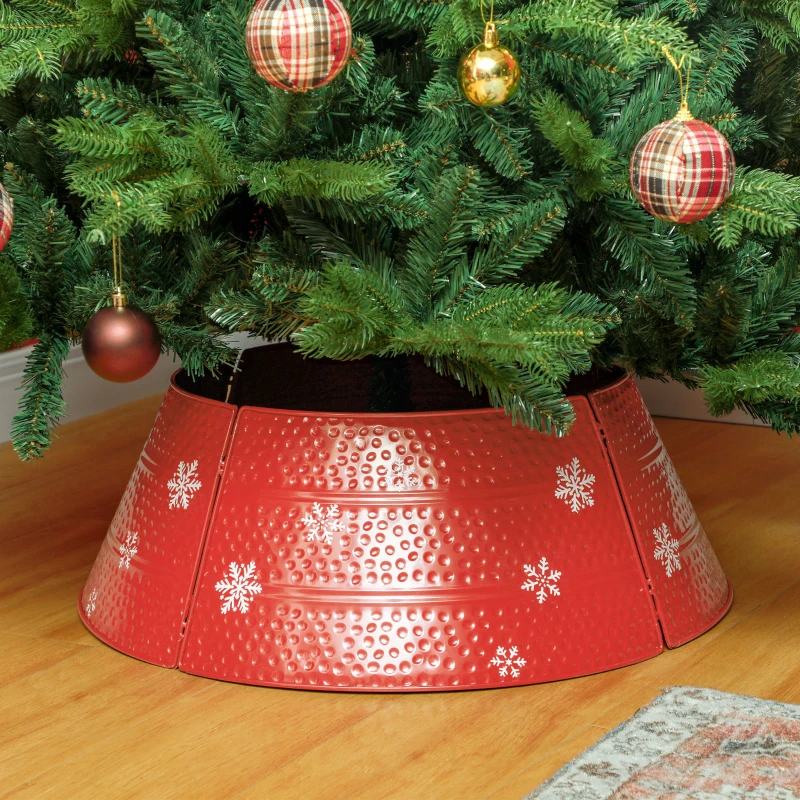 Christmas tree base decorated in red color