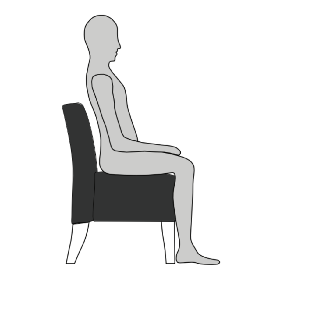 Illustration showing person seated upright to check chair balance and comfort