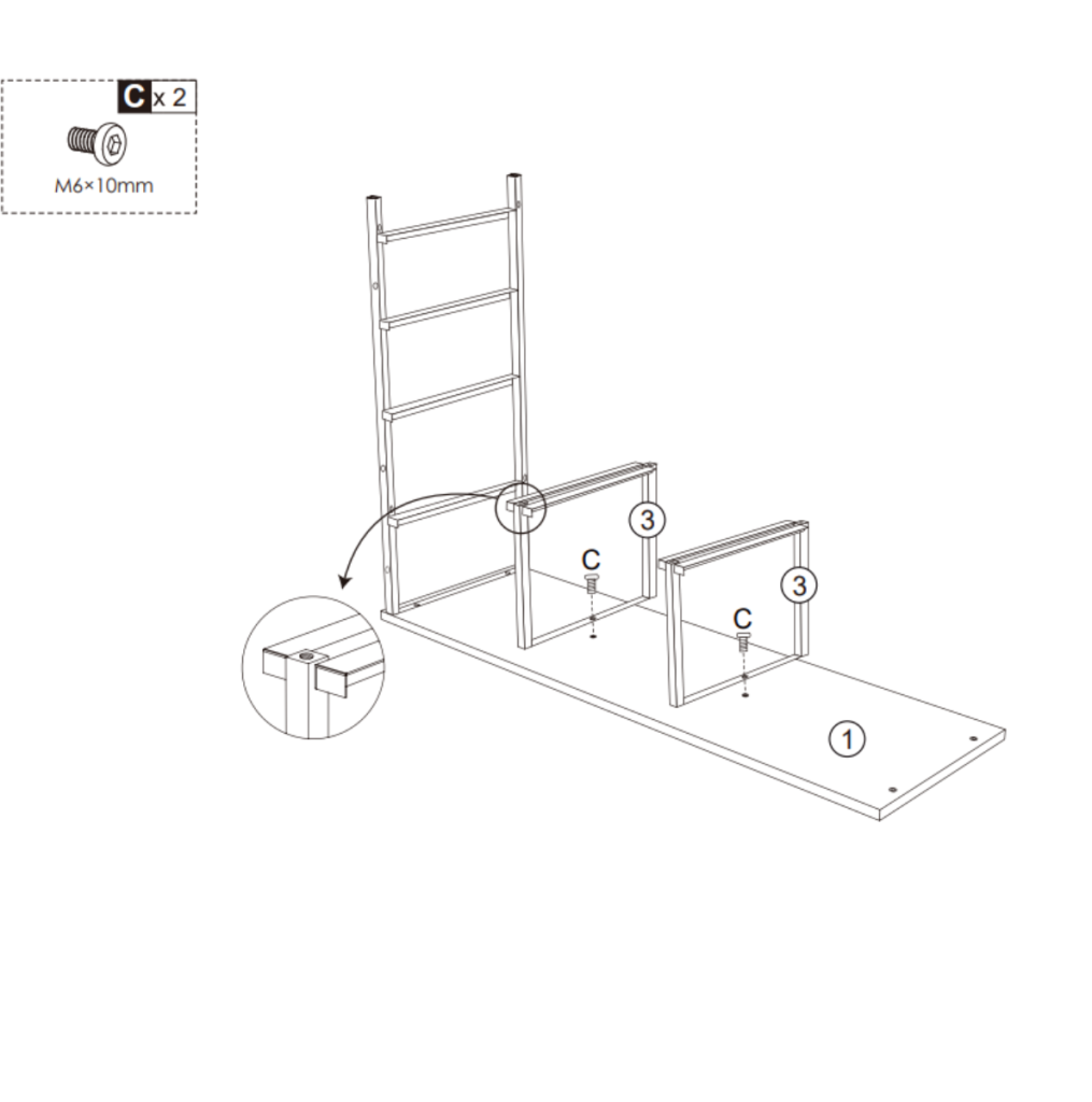Connect inner drawer frame panels to the dresser base with screws for even structural balance
