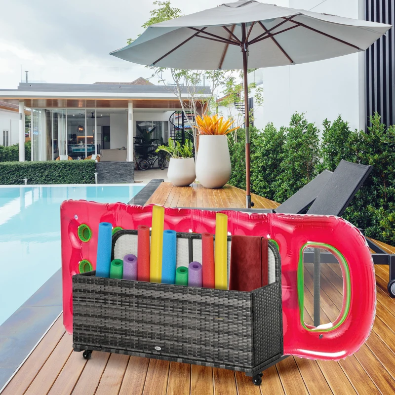 Outsunny Rolling Pool Storage Rattan Patio Furniture Assembly Manual (SKU: 867-086GY)