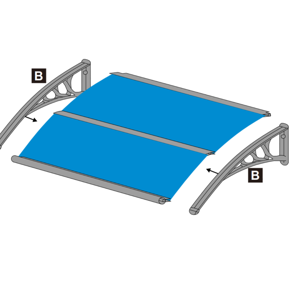 Attach the support brackets to the canopy frame, ensuring alignment with marked positions.