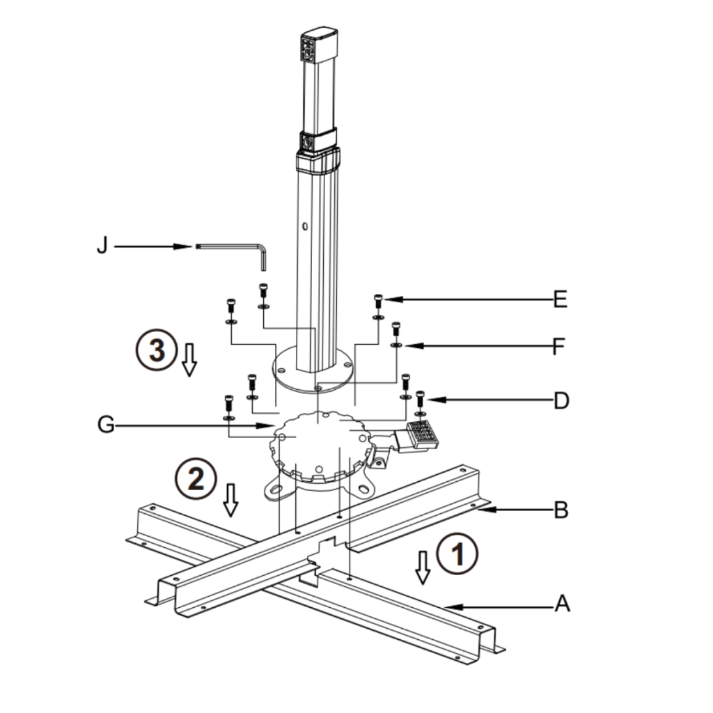 Parts layout showing all components of Outsunny offset patio umbrella assembly kit.