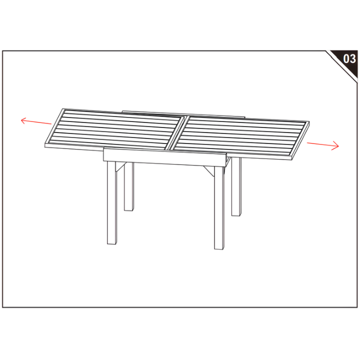 Extend the Outsunny wooden table panels outward to access the center mechanism.