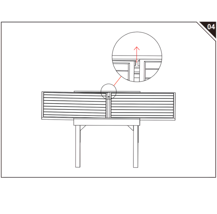 Aligning the two sliding tabletop panels in the center of the wooden table.