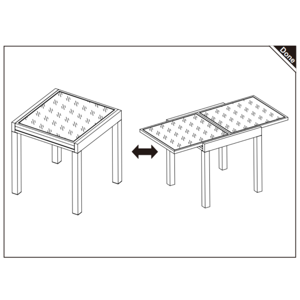 Table displayed in compact and extended positions.