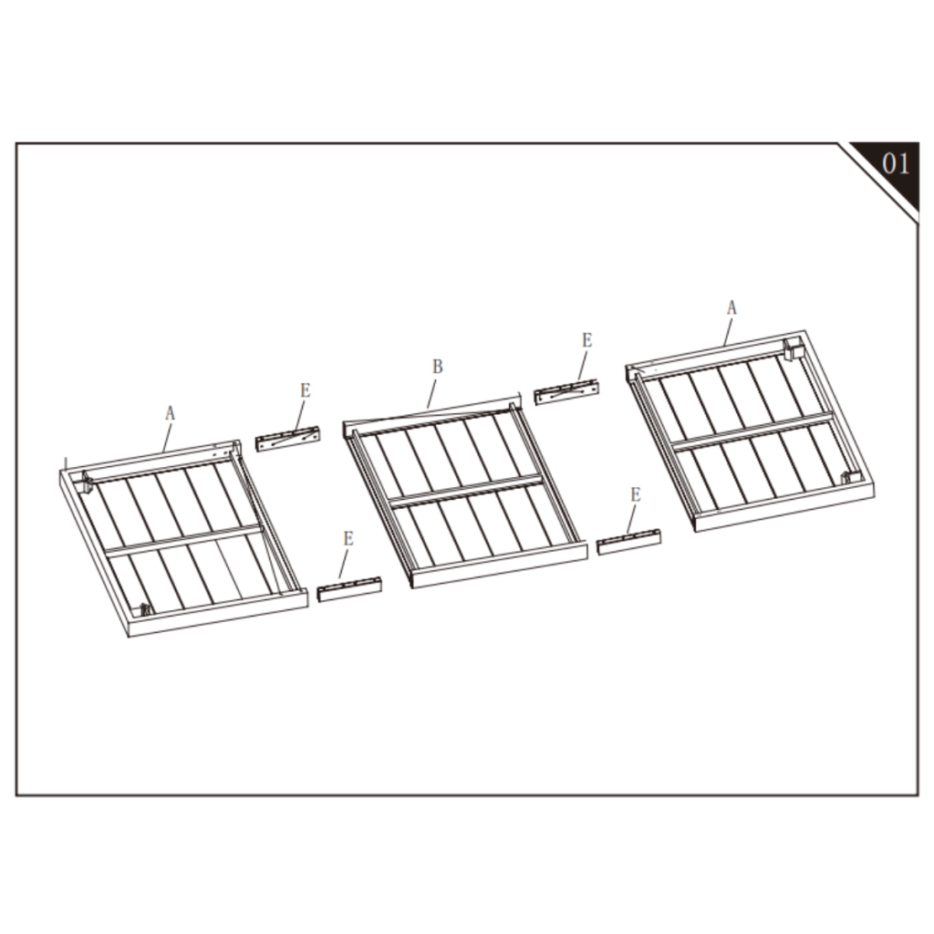 Side frames and center panel aligned with support bars.