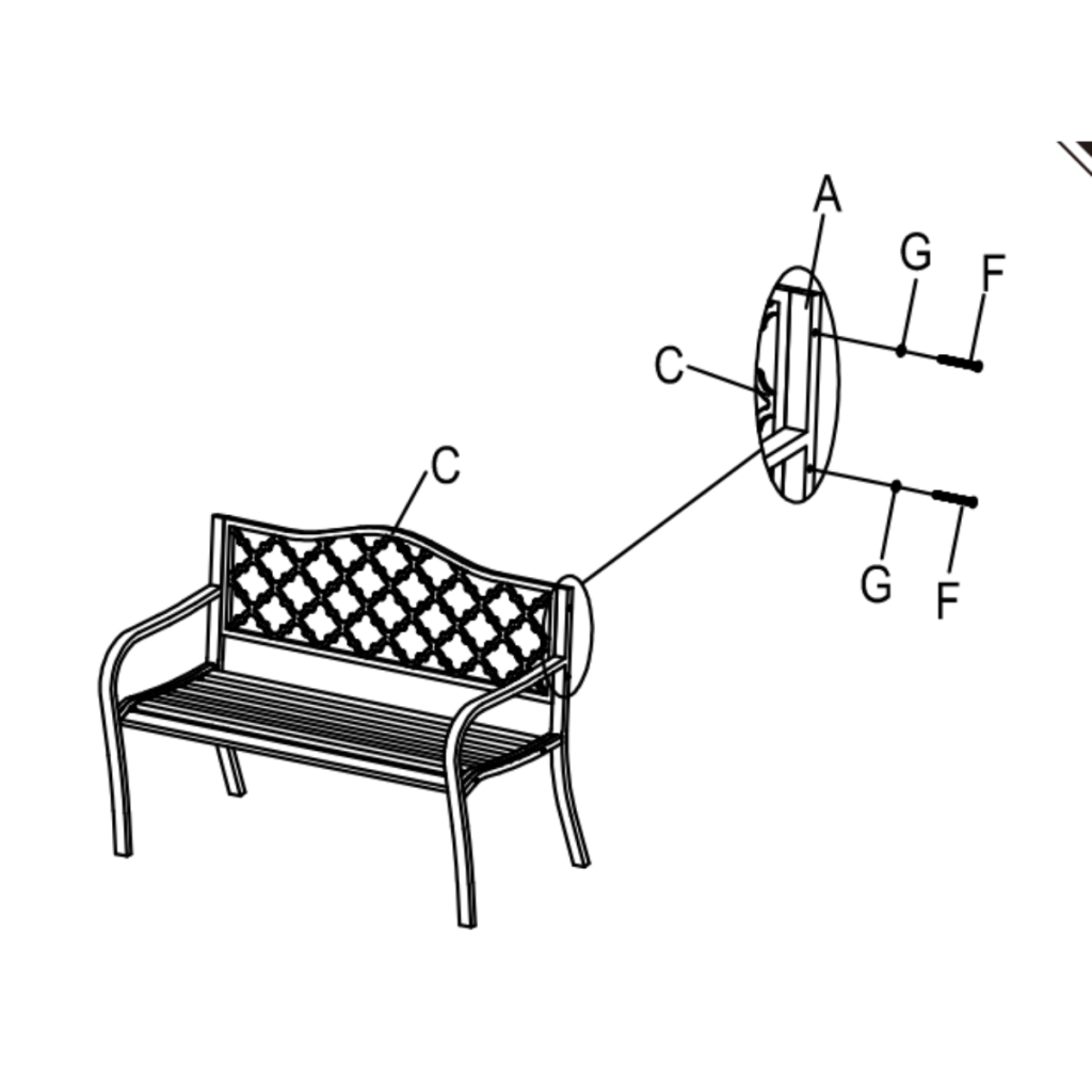 Attach backrest panel to side frame using bolts.