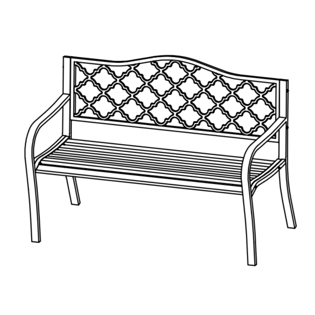 Fully tighten bench hardware after checking frame alignment.