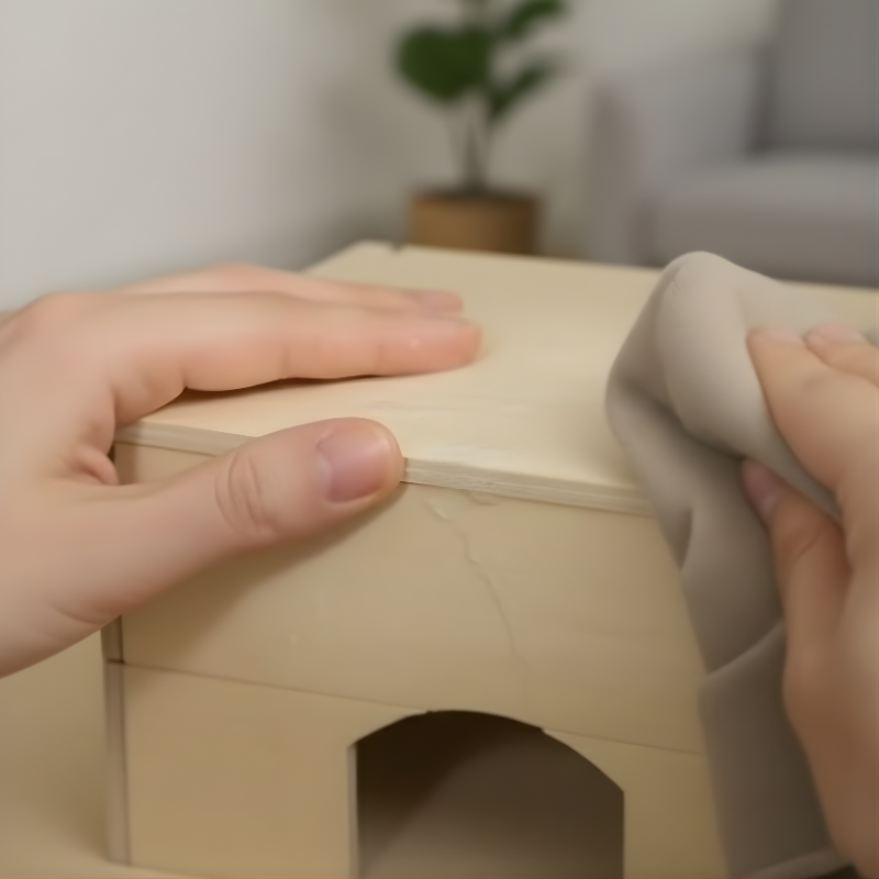 Hand washing hamster hideout and wheel in kitchen sink