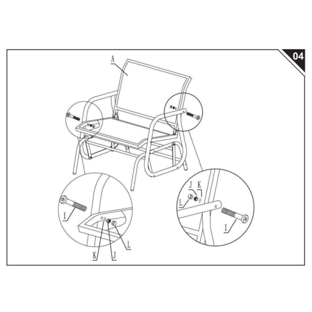 Backrest panel connected to armrests with bolts.