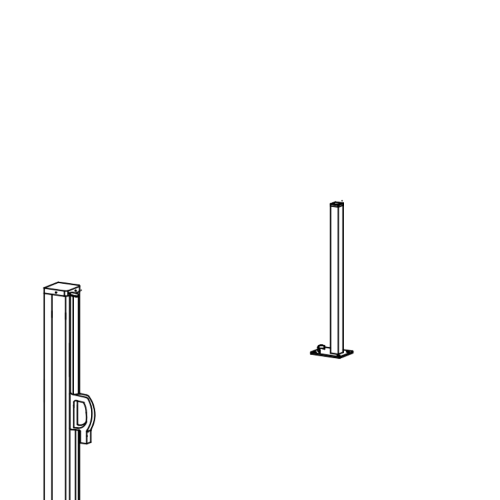Two vertical posts installed upright on flat surface.