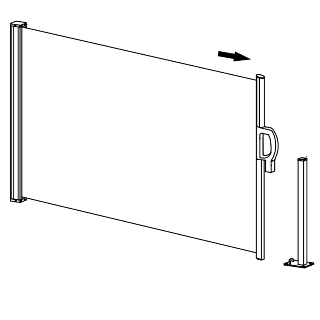 Privacy screen pulled from main post toward receiving post.