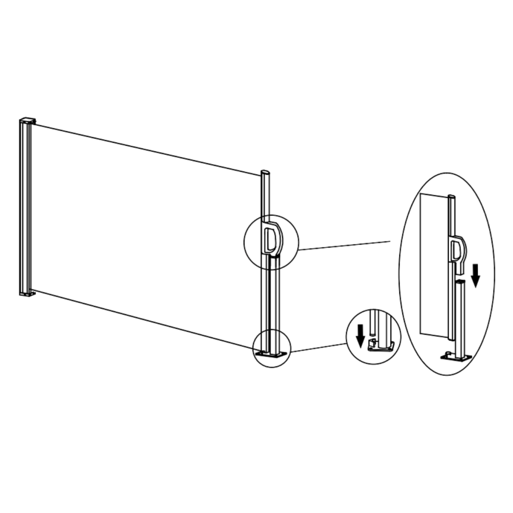 Handle bar sliding down into receiving post slot.