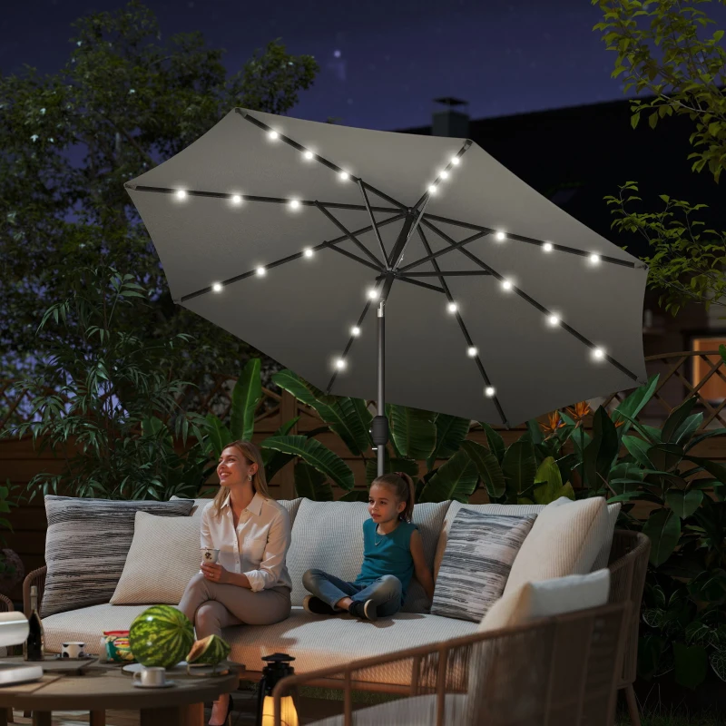 led light bulbs be replaced on a outsunny patio umbrella Open-Box Square Tiltable Solar panels charge it in the sun Outsunny Solar Umbrella with LED