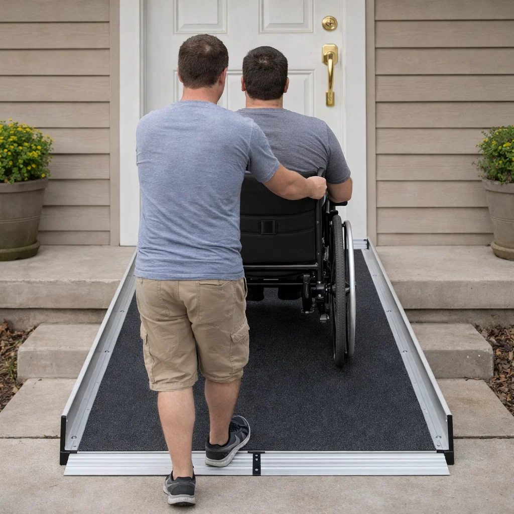 Someone Using A Ramp How to Use a Wheelchair Ramp Safely: Step-by-Step Beginner Guide - Aosom